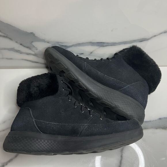 Skechers Women's Black Suede Faux Fur Comfort On the Go Winter Chill Boots Sz 9 - Picture 5 of 7